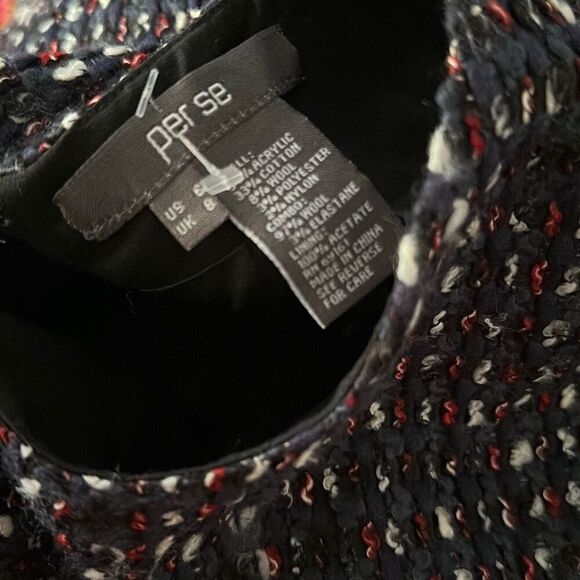 Per Se By Carlisle Size 6 Navy Blue & Red Tweed Dress - Picture 8 of 8